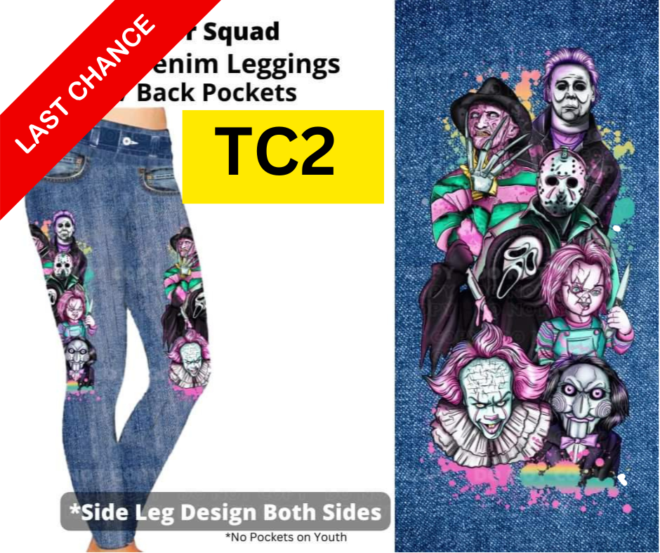 Horror Squad Full Length Faux Denim w/ Side Leg Designs