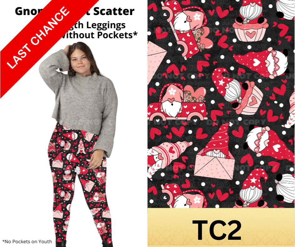 Gnome Heart Scatter Full Length Leggings w/ Pockets