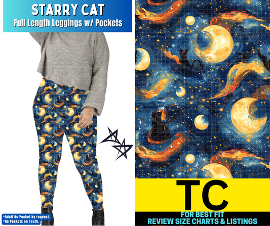 Starry Cat Full Length Leggings w/ Pockets