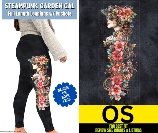 Steampunk Garden Gal Watercolor Capri Leggings w/ Side Leg Designs