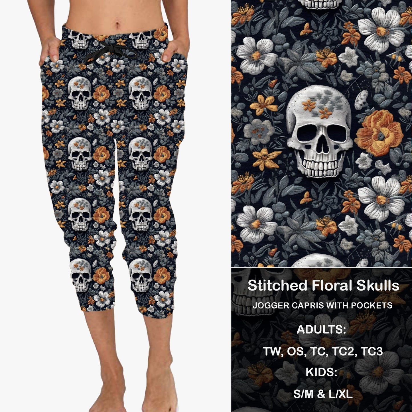 Stitched Floral Skull - Full & Capri Joggers Preorder Closes 6/14 eta Late July