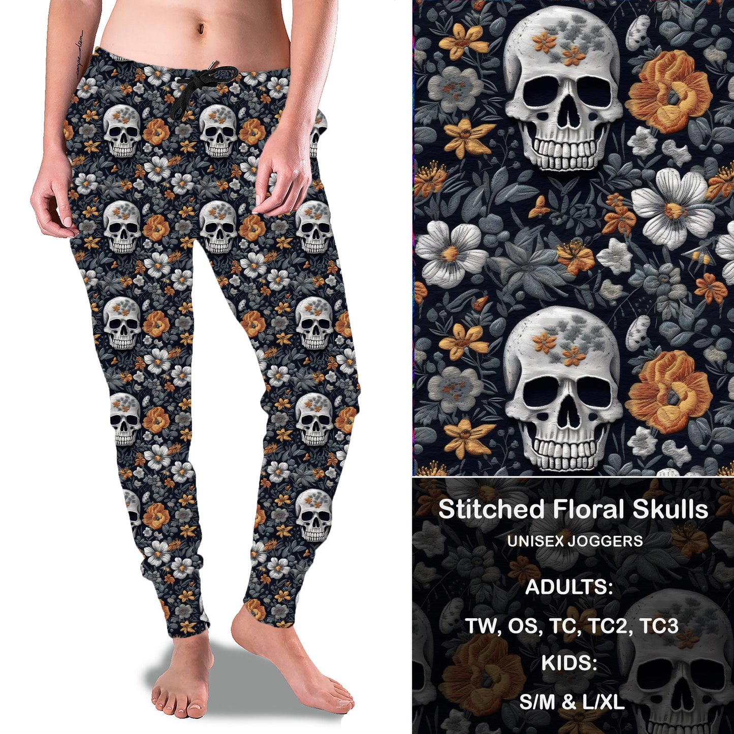 Stitched Floral Skull - Full & Capri Joggers Preorder Closes 6/14 eta Late July