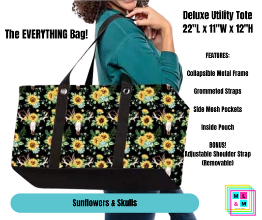 Sunflowers & Skulls Collapsible Tote
