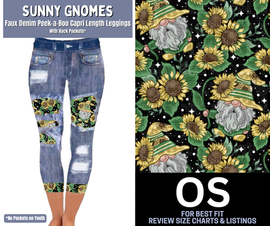 Sunny Gnomes Capri Faux Denim Peekaboo