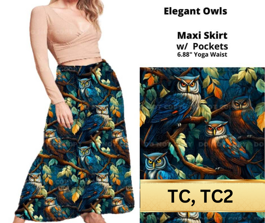 Elegant Owls Maxi Skirt