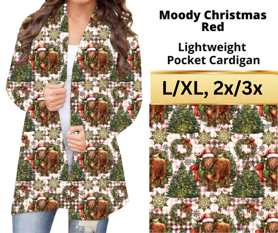 Moody Christmas Red Pocket Cardigan