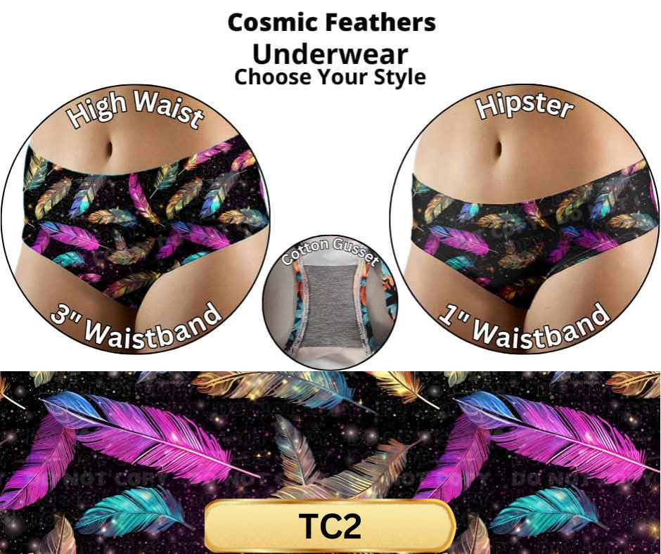 Cosmic Feathers Hipster & High Waist Underwear