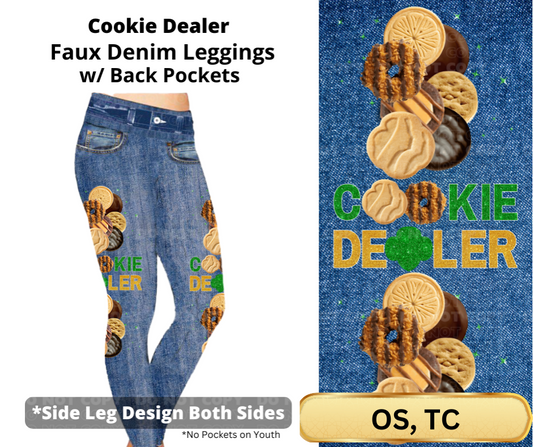 Cookie Dealer Full Length Faux Denim w/ Side Leg Designs