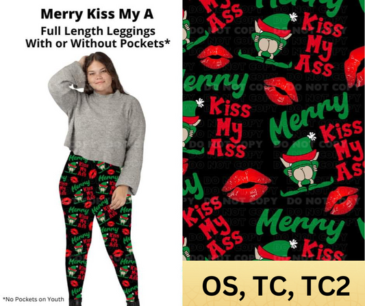 Merry Kiss My A Full Length Leggings w/ Pockets