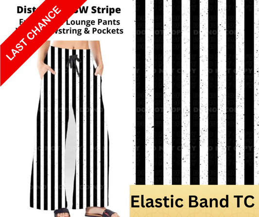 Distressed BW Stripe Full Length Lounge Pants