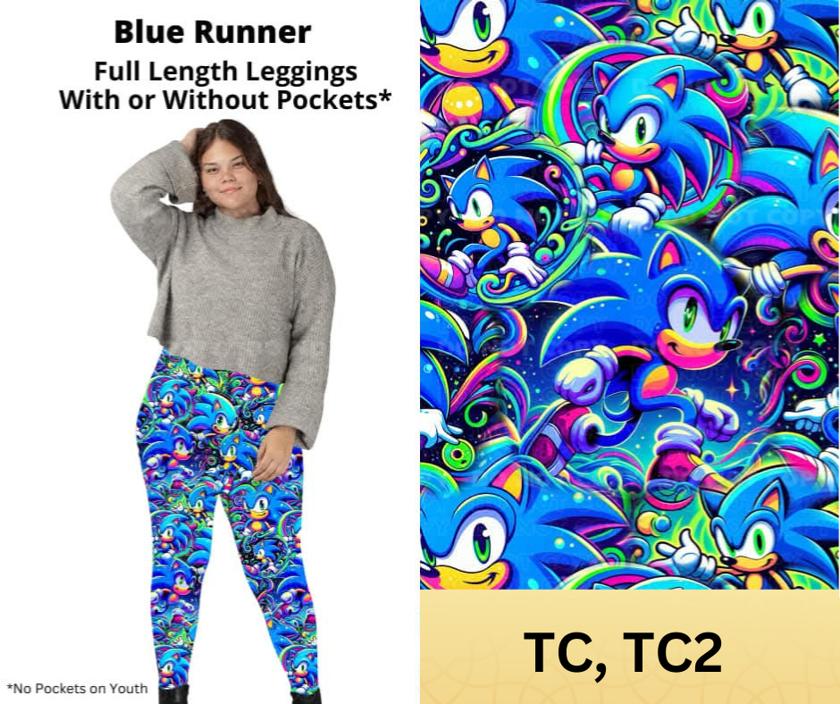 Blue Runner Full Length Leggings w/ Pockets