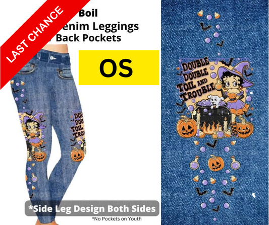 BB Boil Full Length Faux Denim w/ Side Leg Designs