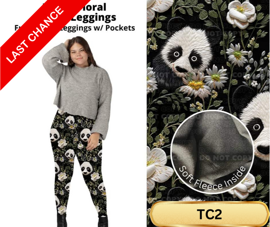 Panda Floral Fleece Leggings