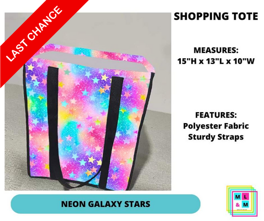 Neon Galaxy Stars Shopping Tote