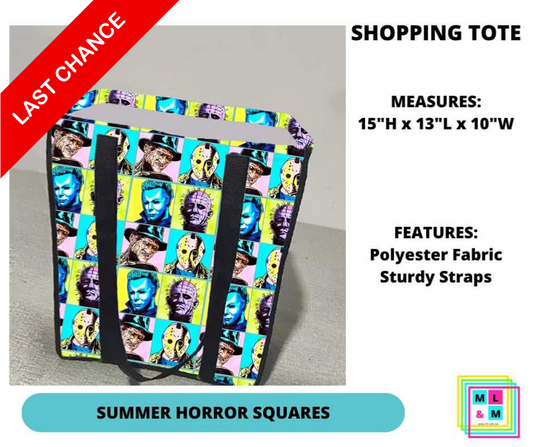 Summer Horror Squares Shopping Tote