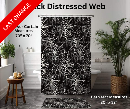 Black Distressed Web Custom Bath Mat