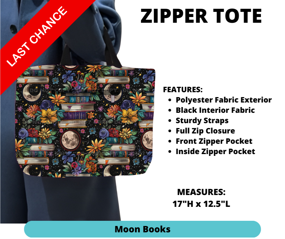 Moon Books Zipper Tote