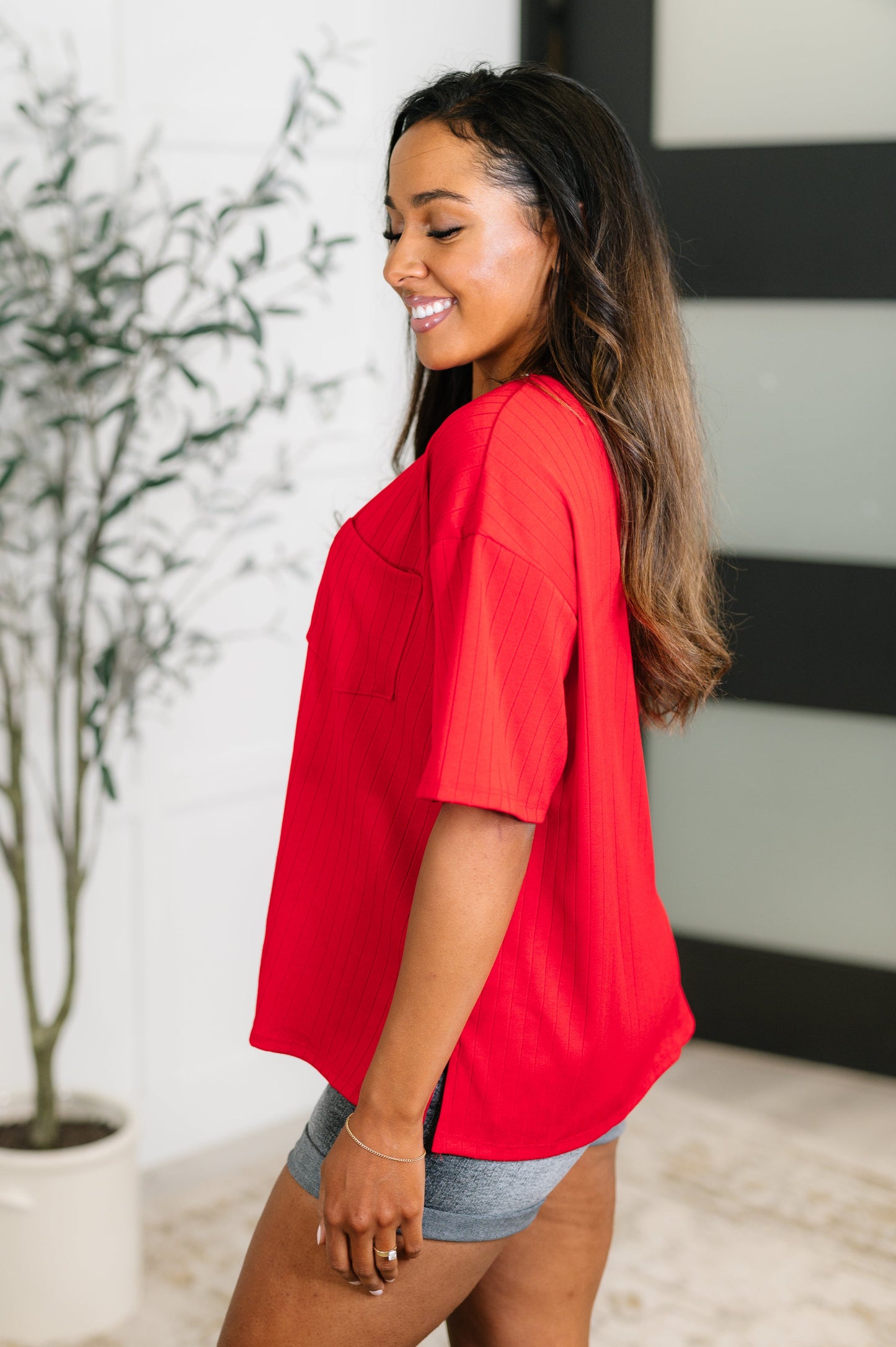 Take It Easy Slouchy Tee in Red