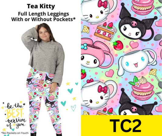 Tea Kitty Full Length Leggings w/ Pockets