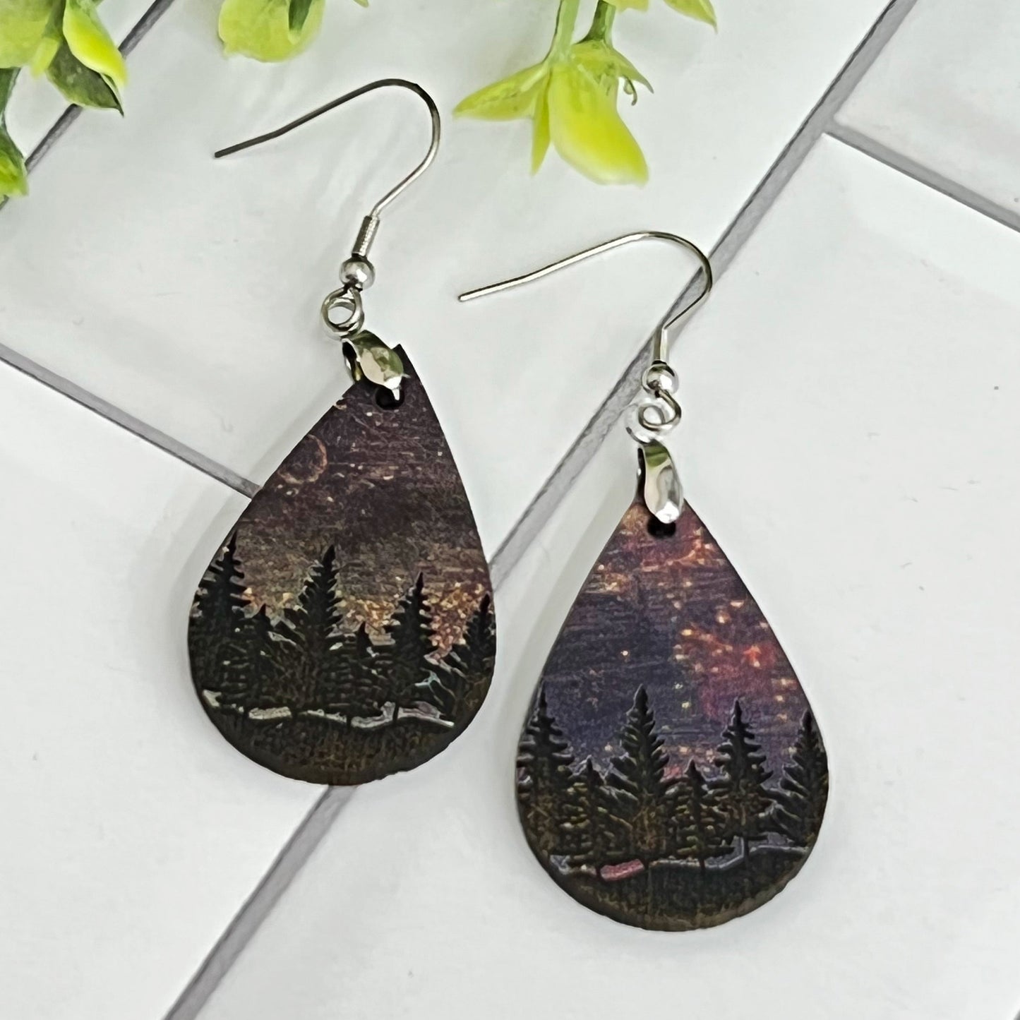 Forest Teardrop - Oil Slick - Handcrafted Earrings