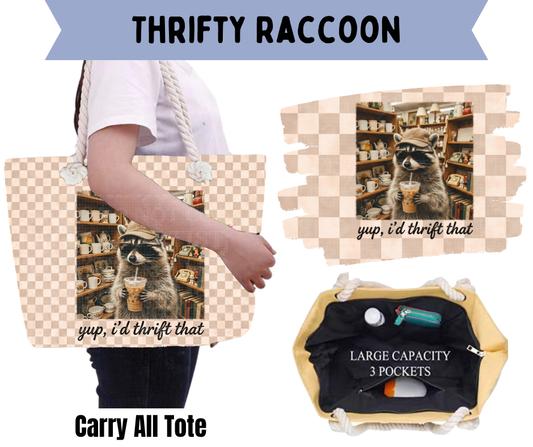 Thrifty Raccoon Carry All Tote