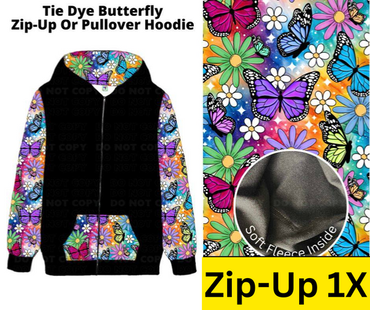 Tie Dye Butterfly Zip-Up Hoodie