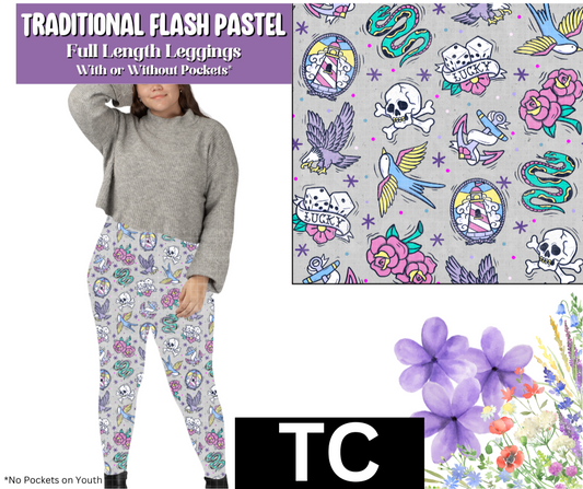 Traditional Flash Pastel Full Length Leggings w/ Pockets