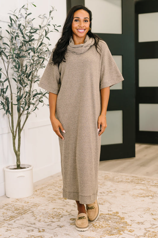 Travel Envy Ribbed Knit Dress in Light Coco