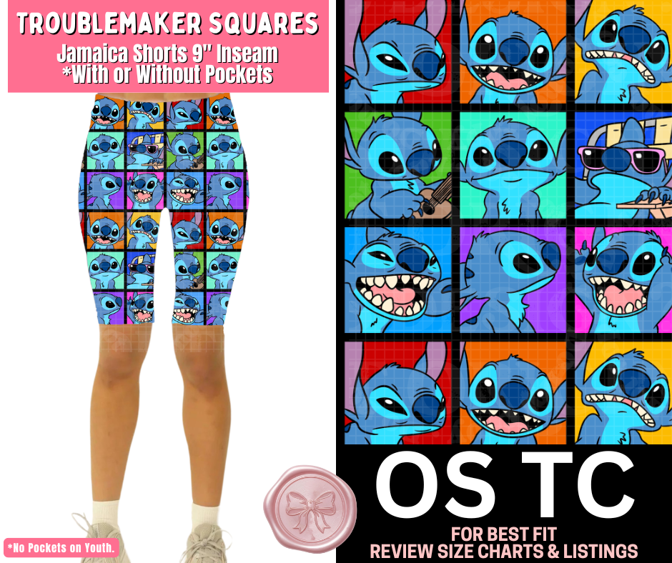 Troublemaker Squares Jamaica Shorts w/ Pockets