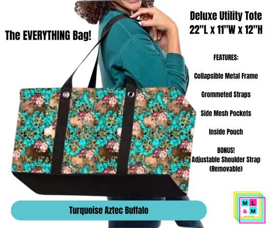 Turquoise Aztec Buffalo Collapsible Tote