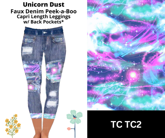 Unicorn Dust Capri Faux Denim Peekaboo