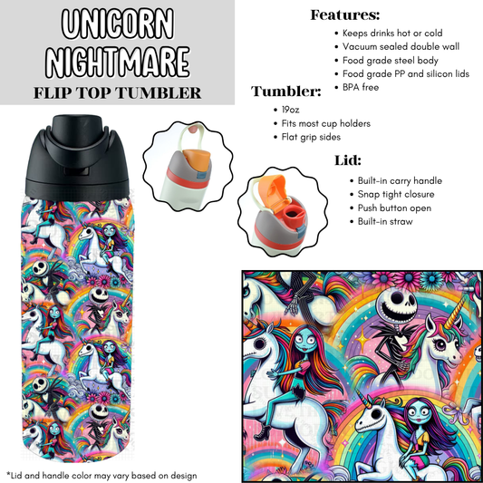 Unicorn Nightmare Flip Top Tumbler
