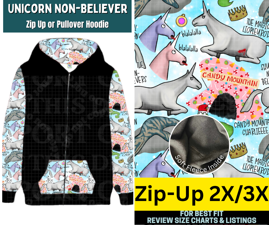 Unicorn Non-Believer Zip-Up Hoodie