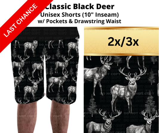 Classic Black Deer Unisex Shorts