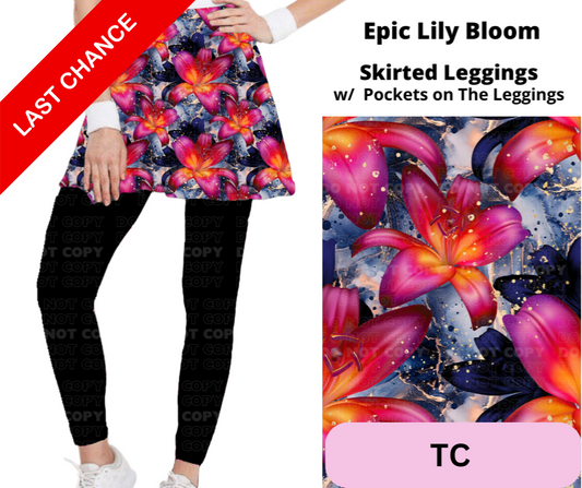 Epic Lily Bloom Skirted Full Length Leggings w/ Pockets