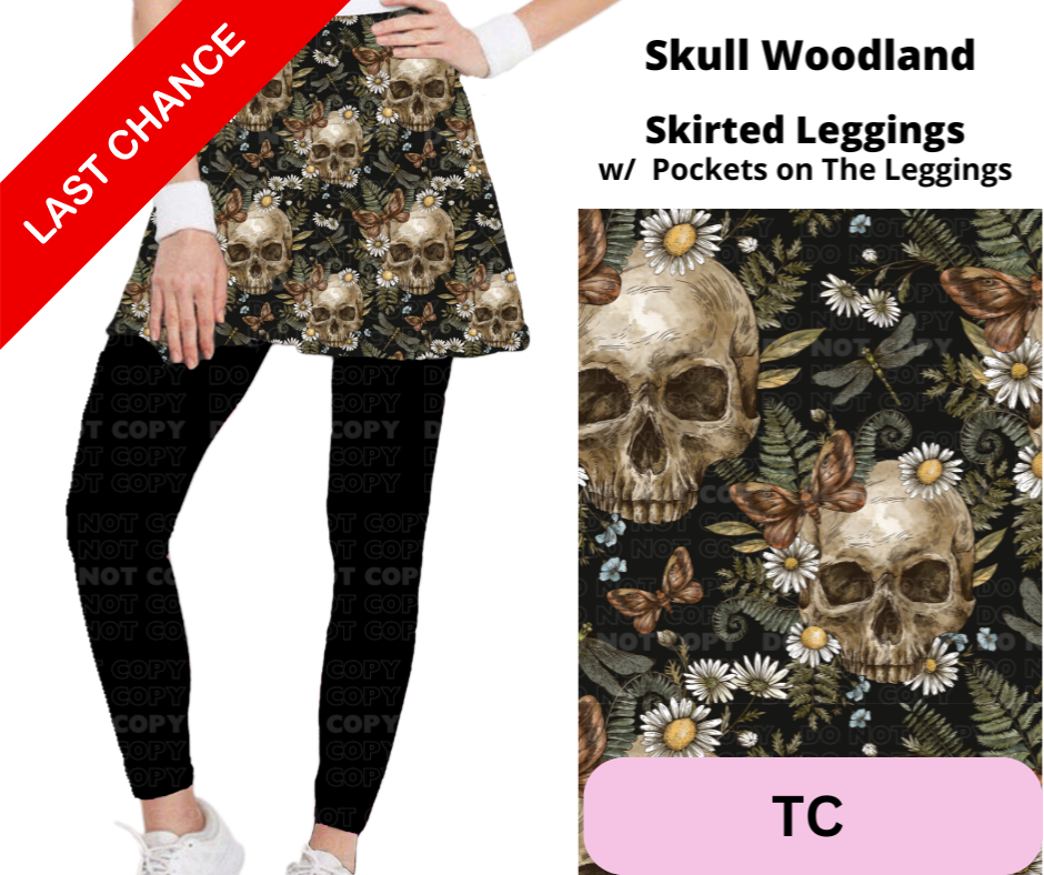 Skull Woodland Skirted Full Length Leggings w/ Pockets