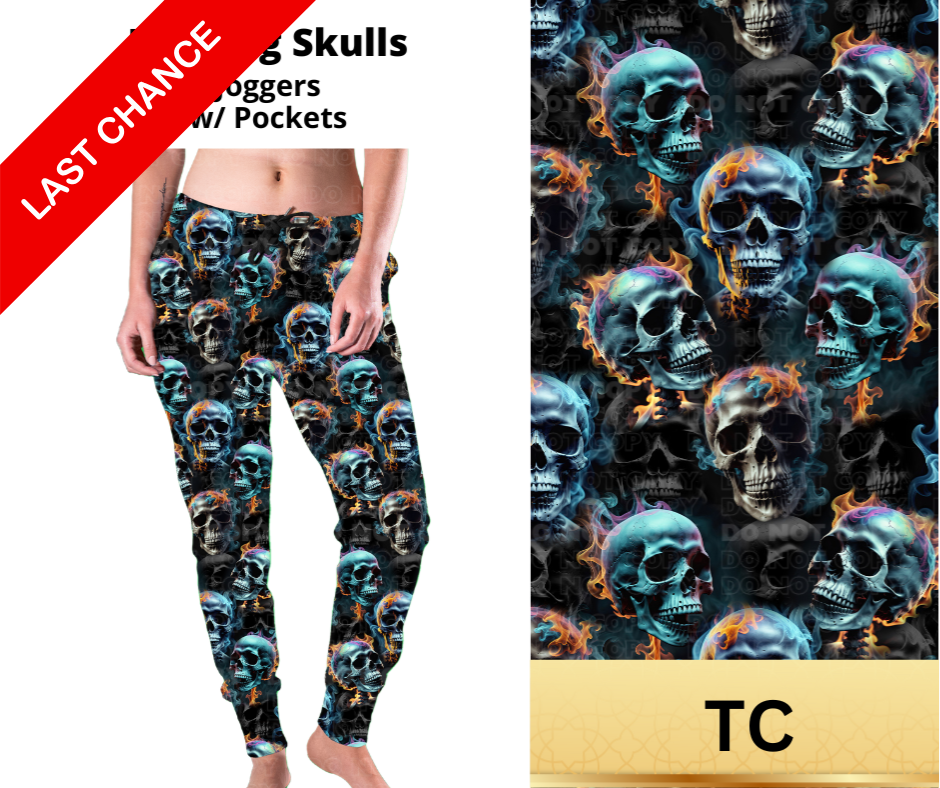 Flaming Skulls Joggers