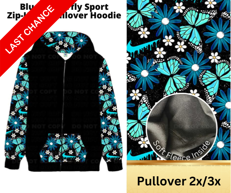 Blue Butterfly Sport Pullover Hoodie