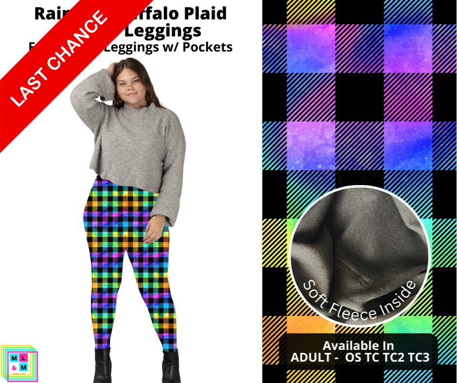 Rainbow Buffalo Plaid Fleece Leggings