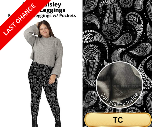 Silver Paisley Fleece Leggings