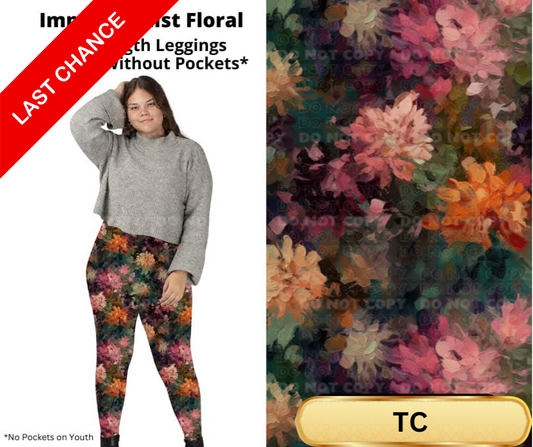 Impressionist Floral Full Length Leggings w/ Pockets