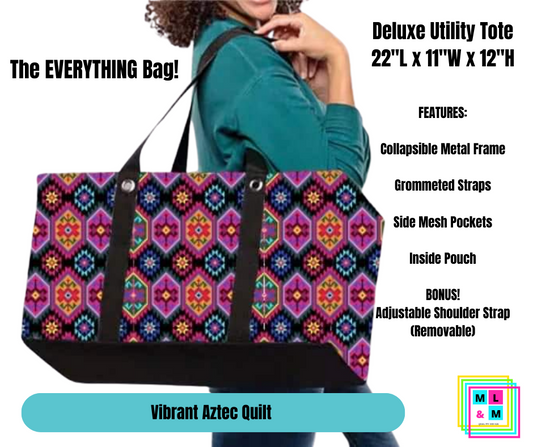 Vibrant Aztec Quilt Collapsible Tote