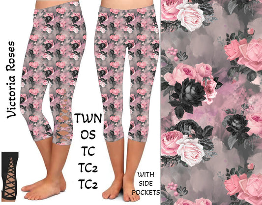 Victoria Roses Criss Cross Capris with Pockets