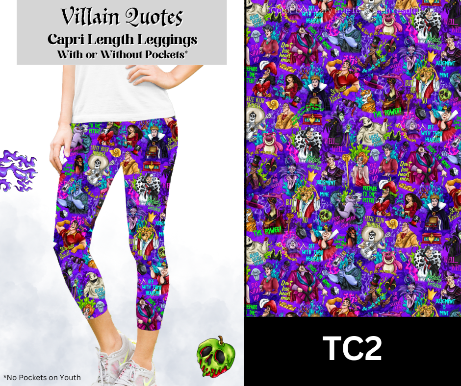 Villain Quotes Capri Length Leggings