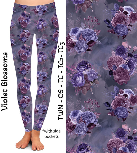 Violet Blossom Capris with Pockets