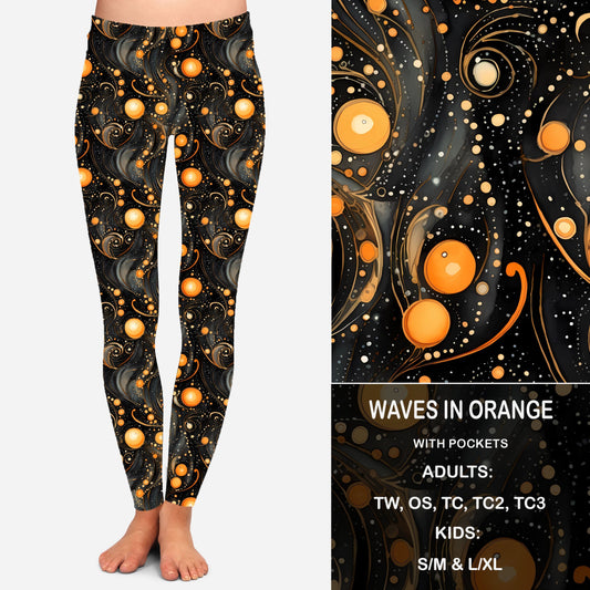 WAVES IN ORANGE - Leggings with Pockets Preorder Closes 8/11 ETA SEPT