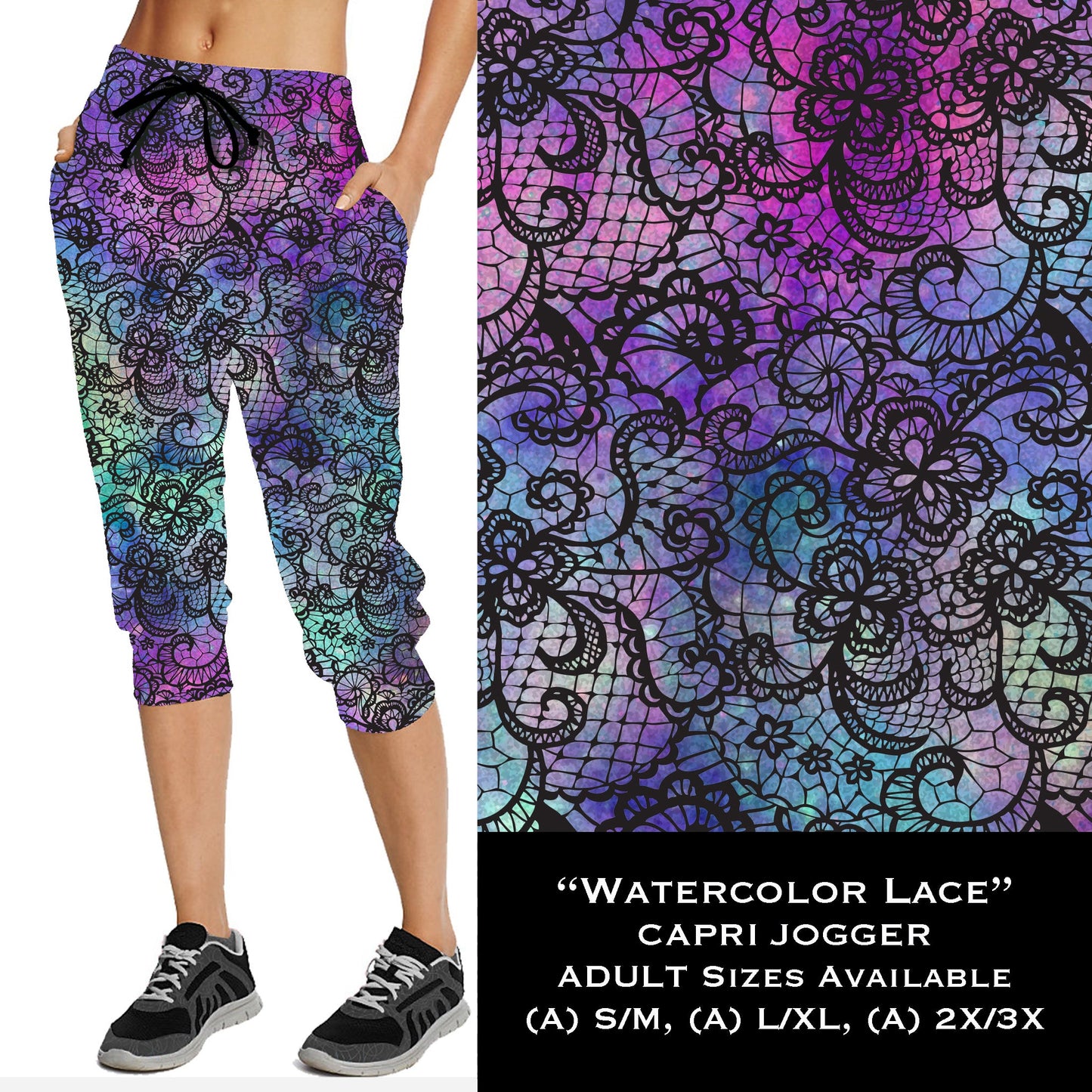 Watercolor Lace - Full & Capri Joggers