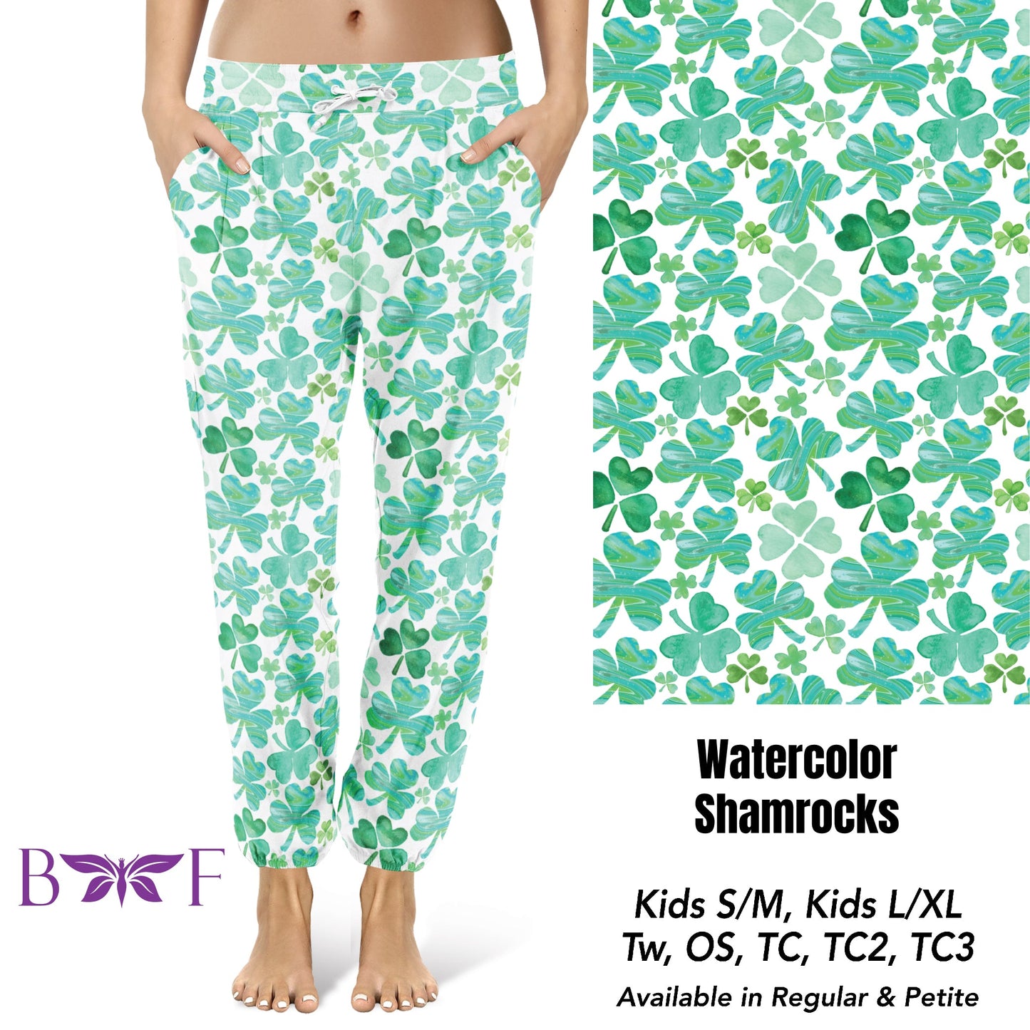 Watercolor Shamrocks capris
