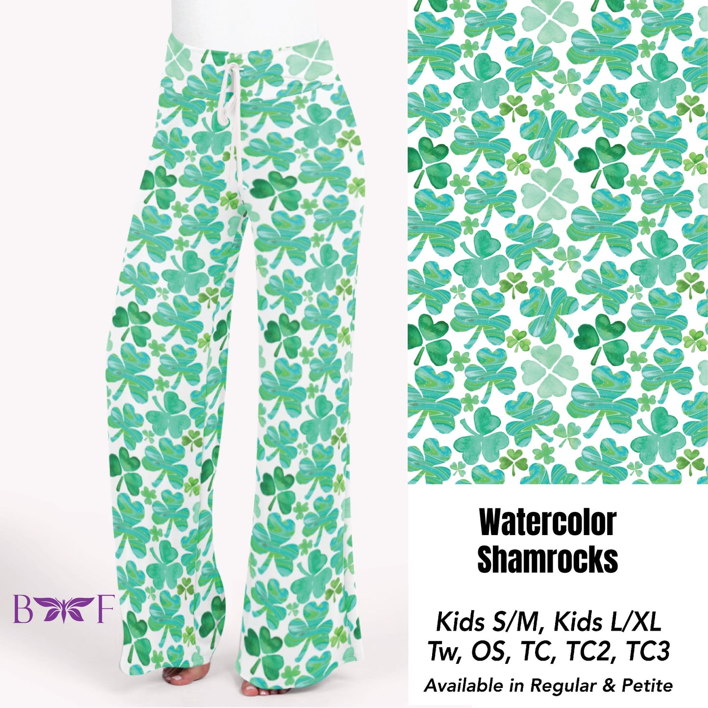 Watercolor Shamrocks capris