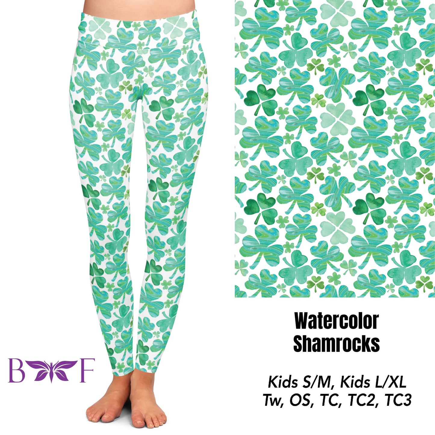 Watercolor Shamrocks capris